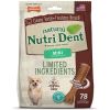 Nylabone Natural Nutri Dent Filet Mignon Dental Chews - Limited Ingredients - Mini - 78 count
